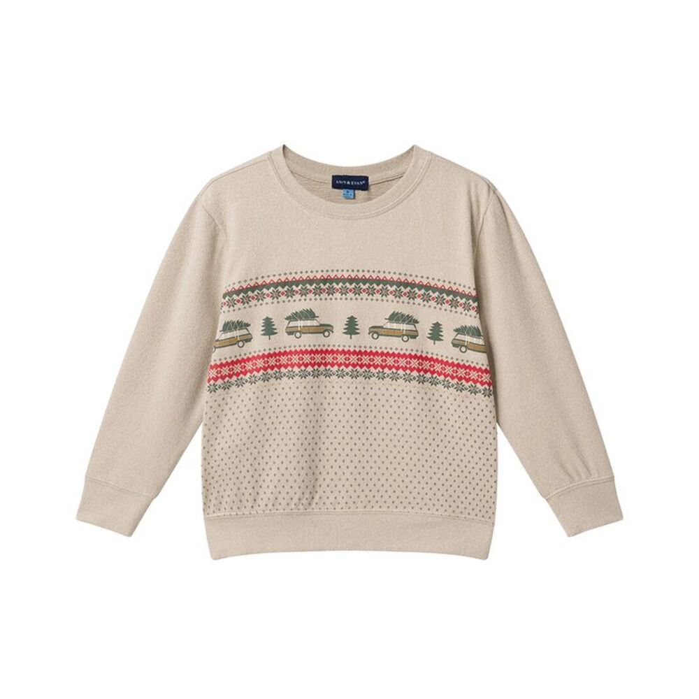Andy & Evan Boys  Cozy Holiday Pullover, Beige